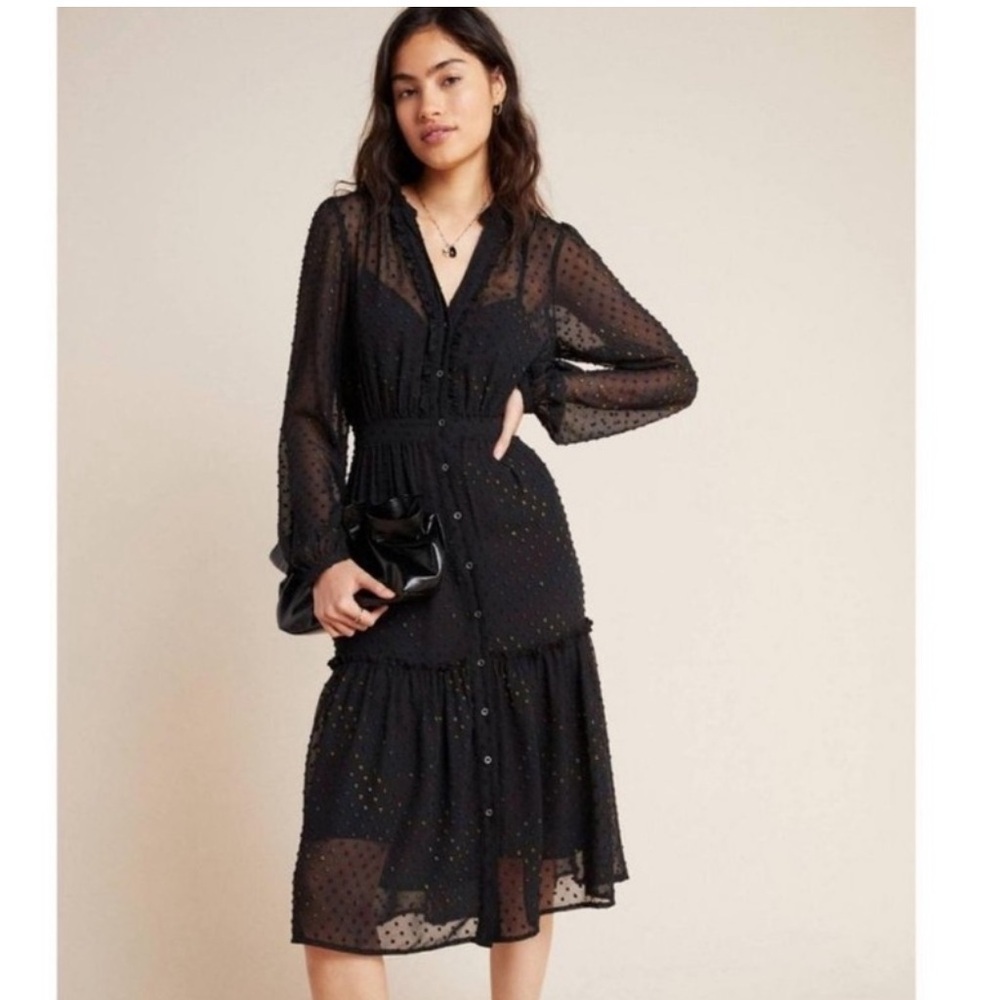 NWT, Anthropologie, Audrey Clip Dot Shirtdress 6 NWT